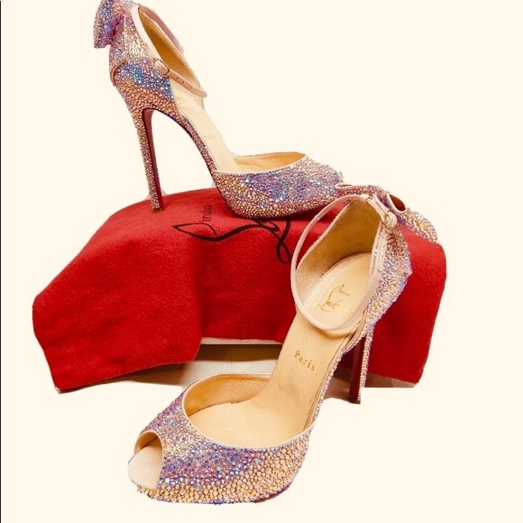 BARBIE pink LOUBOUTIN 💯% AUTHENTIC strass AB crystal 120mm - Picture 6 of 16